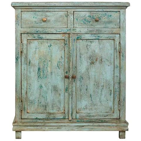 Mobile Da Ingresso Artigianale In Legno Turchese 85x40x100h Cm - Foto 2