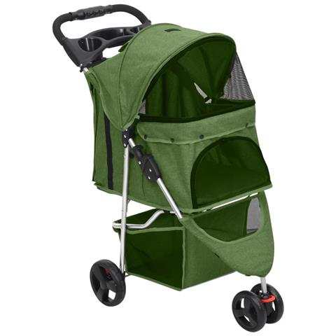 Passeggino per Cani Pieghevole Verde 80x46x98cm Tessuto Oxford - Foto 1