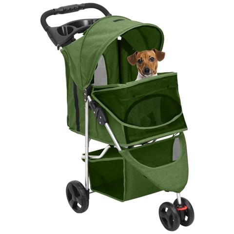 Passeggino per Cani Pieghevole Verde 80x46x98cm Tessuto Oxford - Foto 2
