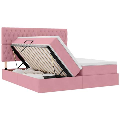 Letto con luci a strisce a LED Rosa 200 x 200 cm Velluto - Foto 9