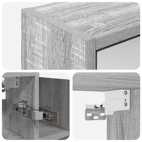 Mobiletto per specchio da bagno Grigio Sonoma - Foto 9
