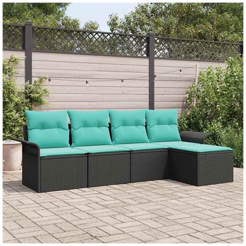 Set Divano da Giardino con archiviazione 5 pcs Nero polyrattan - Foto 2