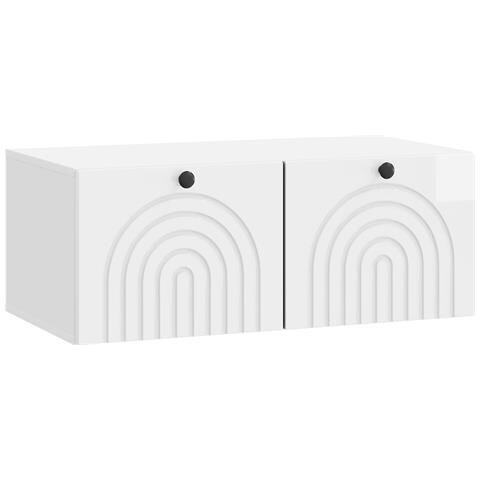 Mobile Porta TV da Muro Bianco Lucido 78,5 x 41 x 30 cm - Foto 1