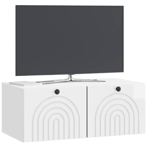 Mobile Porta TV da Muro Bianco Lucido 78,5 x 41 x 30 cm - Foto 2