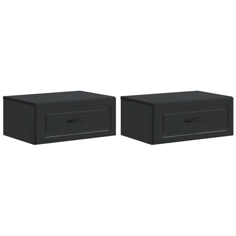 Mobiletto da notte a muro 2 pcs Nero 49 x 34,5 x 20 cm - Foto 1