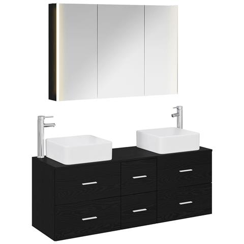 Set di mobili per il bagno 4 pcs Rovere Nero - Foto 1