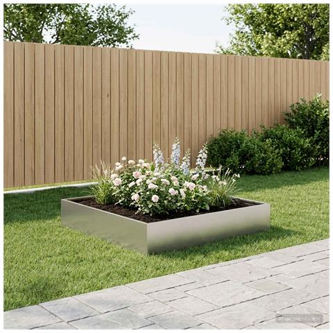 Vaso da giardino Argento 80 x 80 x 20 cm Acciaio zincato - Foto 2