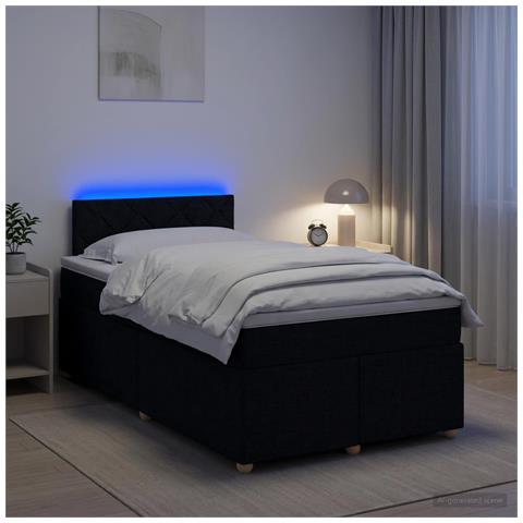 Letto box spring con materasso Nero 120 x 190 cm Tessuto - Foto 2
