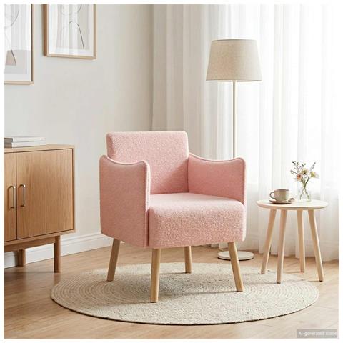 Sedia d'accento Rosa Bouclé - Foto 2