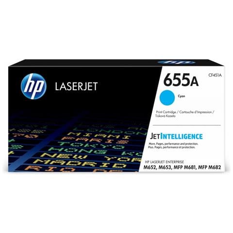 CF451A 655A Toner Originale Ciano per LaserJet M652dn / M652n Capacità 10500 Pagine - Foto 1