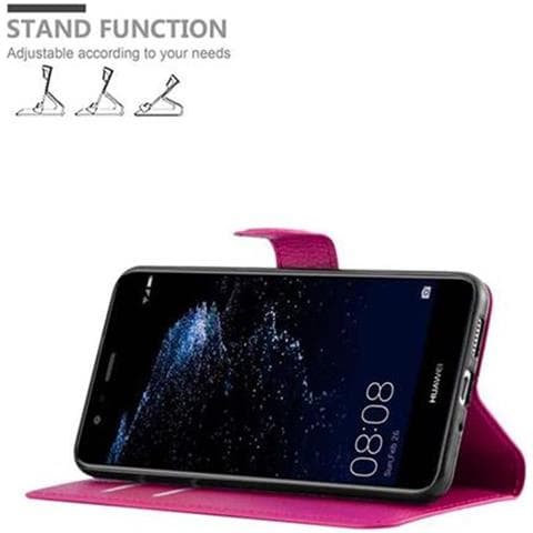 Custodia Compatibile Con Huawei P10 Lite In Rosa Vivo - Coperchio Protettiva Con Chiusura Magnetica, Funzione Stand E Tasca Per Le Carte - Foto 2