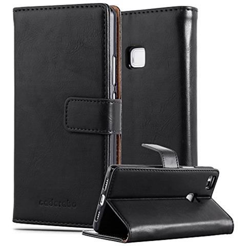 Custodia Compatibile Con Huawei P9 Lite In Nero Grafite - Coperchio Protettiva Con Chiusura Magnetica, Funzione Stand E Tasca Per Le Carte - Foto 1