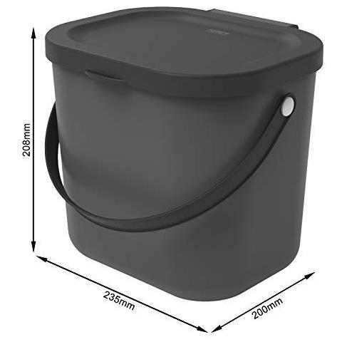 Albula Bio Pattumiera 6 L Per La Cucina Plastica (pp) Bpa Antracite 6l (235 X 200 X 208 Cm)  - Foto 2