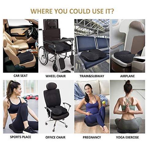 Facilit Di Viaggio Coccige Ortopedico Del Gel Ammortizzatore Di Sede Ergonomico Gomma Piuma Di Memoria Cuscino Del Sedile Per La Bassa Di Schiena E Sciatica Coccige Sollievo Dal Dolore Fit Per Ufficio Casa Sedia Seggiolino Auto Reclinabile Sedia A Rotelle - Foto 4