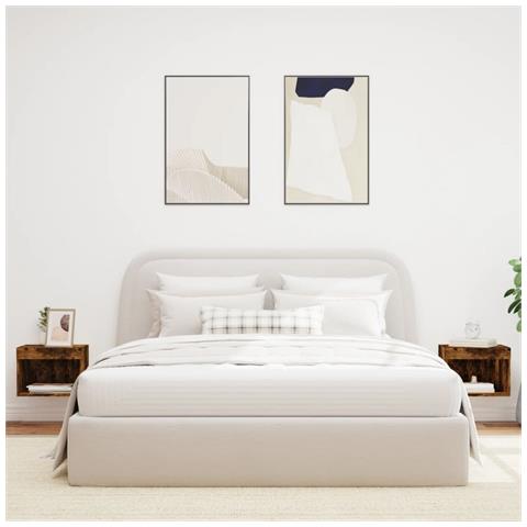 Comodini Con Luci Led A Parete 2pz Rovere Fumo - Foto 3