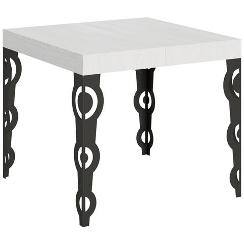 Tavolo Allungabile 90x90/246 Cm Karamay Telaio Antracite - Bianco Frassino - Foto 5