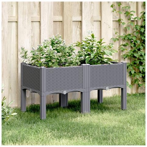 Fioriera Da Giardino Con Gambe Grigia 80x40x42 Cm In Pp - Foto 1