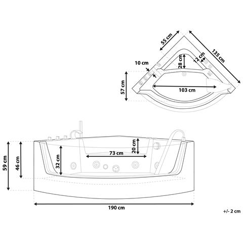 Vasca Idromassaggio Angolare Con Led Marina 190 X 135 Cm Nero - Foto 2