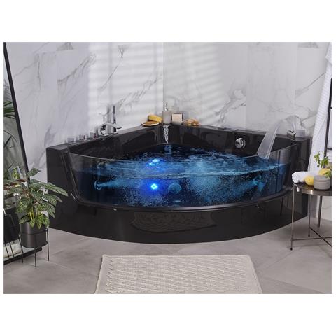 Vasca Idromassaggio Angolare Con Led Marina 190 X 135 Cm Nero - Foto 1