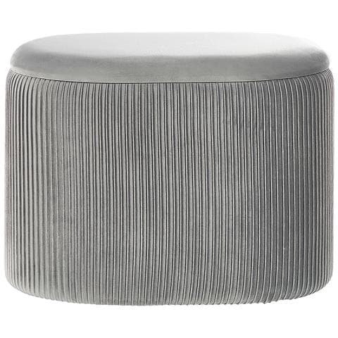 Pouf Contenitore Richland Velluto Grigio Chiaro - Foto 2