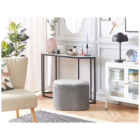 Pouf Contenitore Richland Velluto Grigio Chiaro - Foto 1