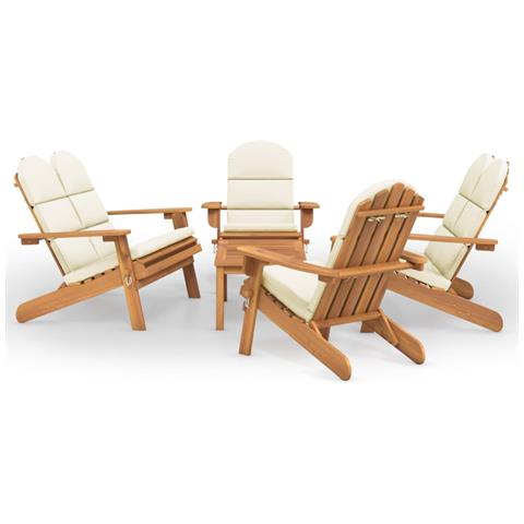 Set Salotto Da Giardino Adirondack 5pz Legno Massello Di Acacia - Foto 1