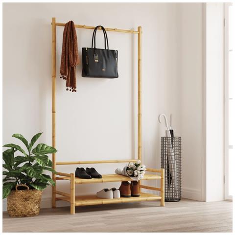 Appendiabiti Con Ripiani 103x40x183 Cm In Bambù - Foto 3