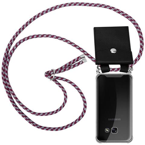 Catena Di Telefoni Cellulari Compatibile Con Samsung Galaxy A5 2017 In Rosso Bianco - Coperchio Protettivo In Silicone Con Anelli D'argento, Cinturino In Corda E Custodia Staccabile - Foto 1
