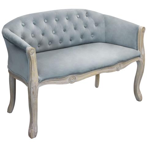 Divano Vintage In Velluto Grigio Con Struttura In Legno Decorata Parigino - Foto 1