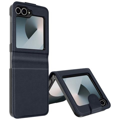 Cover Per Samsung Z Flip6 Pelle Vegan Pieghevole Linguetta Magnetica - Foto 1