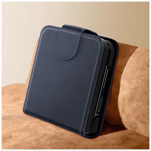 Cover Per Samsung Z Flip6 Pelle Vegan Pieghevole Linguetta Magnetica - Foto 5