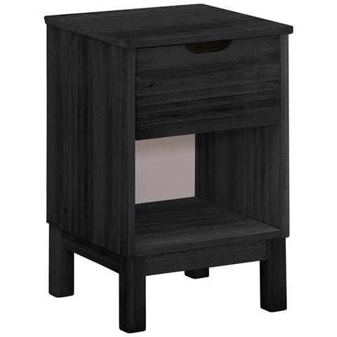 Post Comodino Con 1 Cassetto In Pino Nero - Foto 1