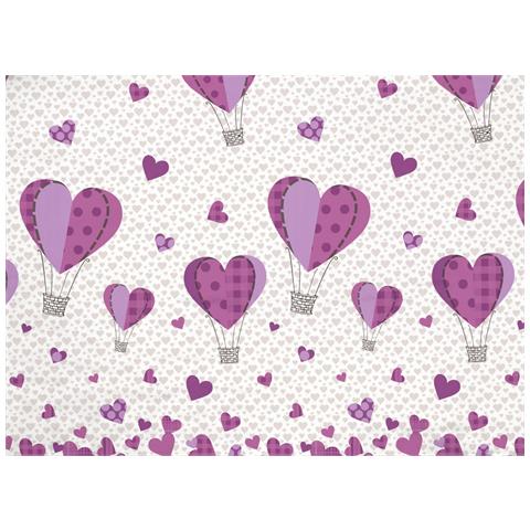 Copripiumino Sacco Piumone Pensieri Delicati Cotone Disegno Mongolfiera Matrimoniale Lilla - Foto 2