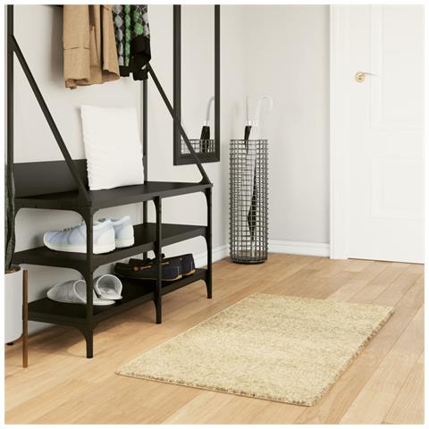Tappeto Shaggy Pamplona A Pelo Lungo Moderno Oro 60x110 Cm - Foto 1