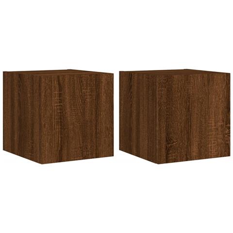 Mobili TV a Parete con Luci LED 2pz Rovere Marrone 30,5x35x30cm - Foto 1