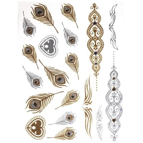 Tatuaggio Metallizzato 14x21 Cm Oro Argento Nero - Foto 1