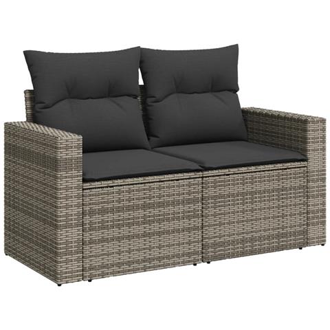 Set Divani Da Giardino 7 Pz Con Cuscini Grigio In Polyrattan - Foto 3