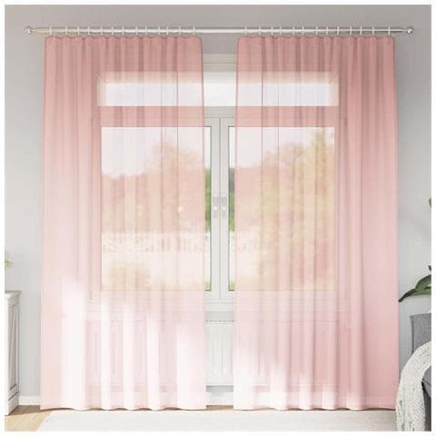 Tende In Voile Con Tasche Per Aste 2 Pz Rosa - Foto 2