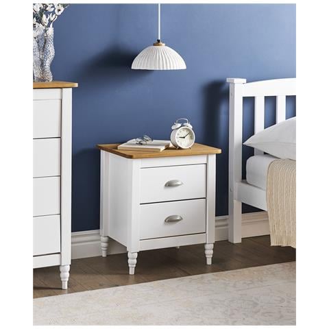 Comodino 2 Cassetti Shillington Legno Di Pino Marrone /bianco - Foto 1