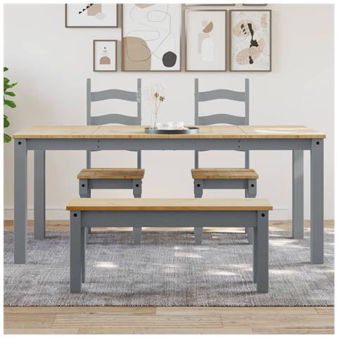 Tavolo Da Pranzo Panama Grigio 180x90x75 Cm Legno Massello Pino - Foto 8