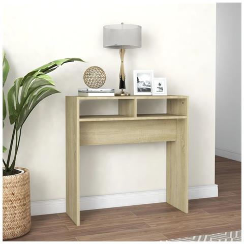 Tavolino Consolle Rovere Sonoma 78x30x80cm In Legno Multistrato - Foto 2