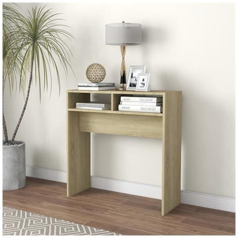 Tavolino Consolle Rovere Sonoma 78x30x80cm In Legno Multistrato - Foto 8