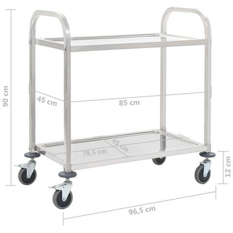 Lusso Casadino - Carrello Da Cucina A 2 Livelli 96,5x55x90 Cm In Acciaio Inox - Foto 6
