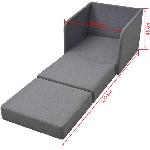 Lusso Casadino -  Poltrona Letto Convertibile Grigio Chiaro In Tessuto - Foto 7