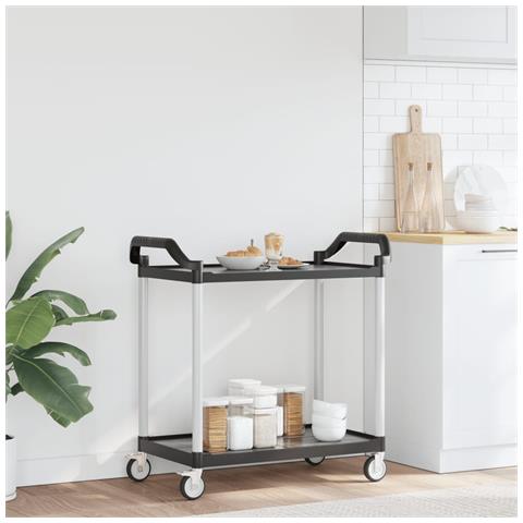 Lusso Casadino -  Carrello A 2 Ripiani Nero 99x50x97 Cm In Alluminio - Foto 2