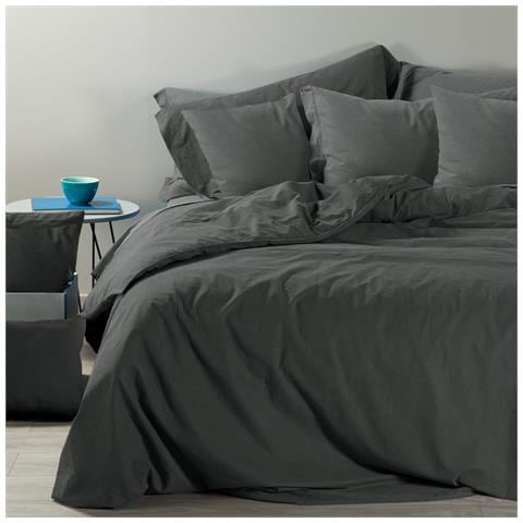 Sacco Copripiumino Con Federe Vintage In Cotone Colore Grigio Misura Singolo - Foto 2