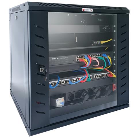 Armadio Rack 19" a Muro 20 Unità P. 600 mm Flat Pack Nero - Foto 1