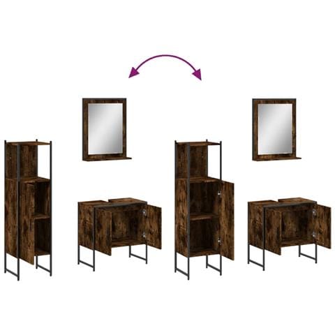 Set Mobili da Bagno 3 pz Rovere Fumo in Legno Multistrato - Foto 9