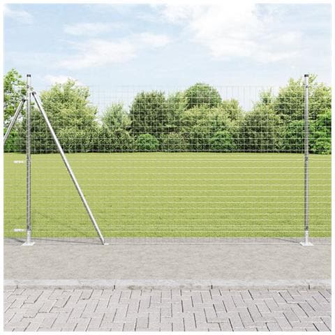 Pali per Recinzione con Piastra di Base 13 pz Ø32mm 83,5cm Acciaio Galvanizzato - Foto 2