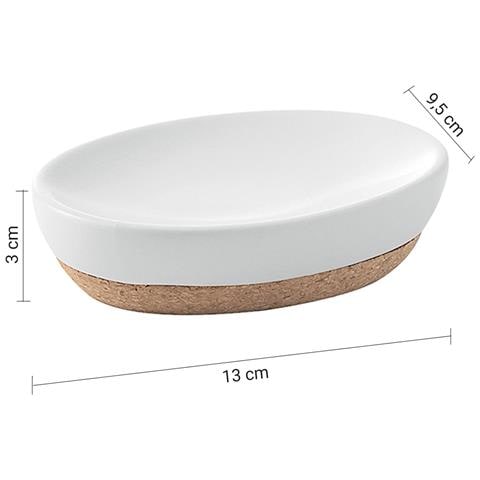 Portasapone D'appoggio In Ceramica E Sughero Il11 Serie Ilary Bianco - Foto 2